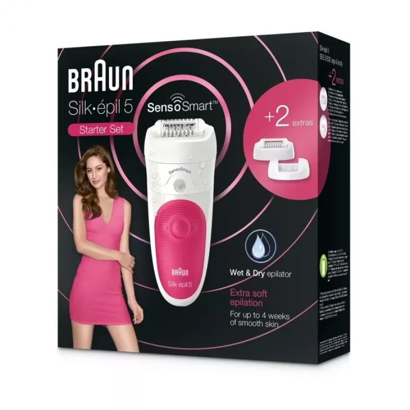 Braun Silk-epil 5 5-500 SensoSmart epilator, różowo-biały