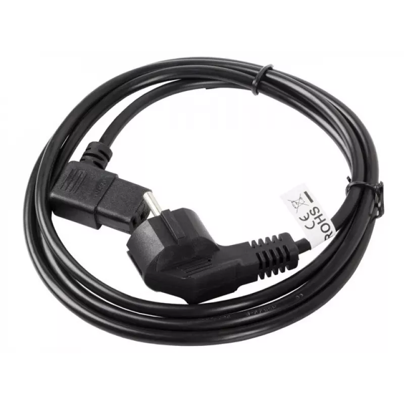 Kabel zasilający LANBERG CA-C13C-12CC-0018-BK, 2 m, złącze C13 do CEE7/7, czarny, kątowe C13