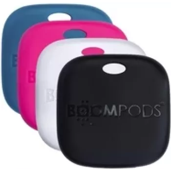 Zestaw 4 ładowalnych lokalizatorów Boompods Boomtag Rechargeable 4er — czarny, niebieski, biały, różowy