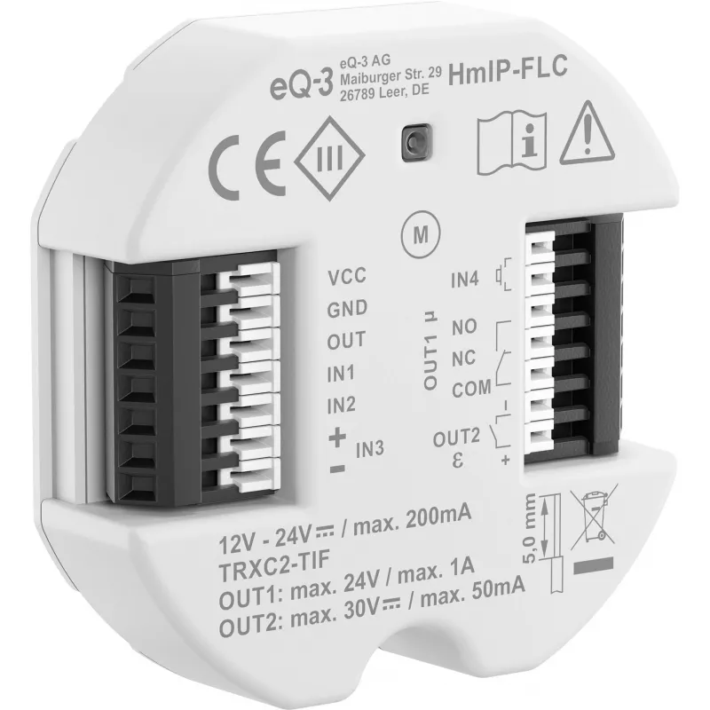 eQ-3 AG Homematic IP HmIP-FLC, Pilot zdalnego sterowania, Biały, IP20, -5 - 40 °C, 52 mm, 15 mm