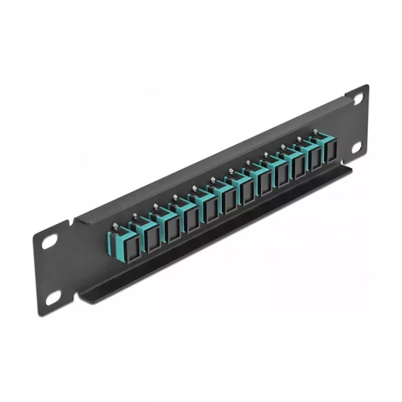 Patchpanel światłowodowy DeLOCK 10 cali 12 portów SC Simplex aqua 1U czarny