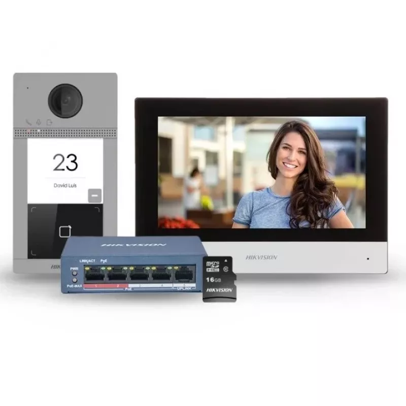 System wideodomofonowy Hikvision DS-KIS604-S(C) 2 MP 17,8 cm (7 inch) Czarny, Szary, Srebrny