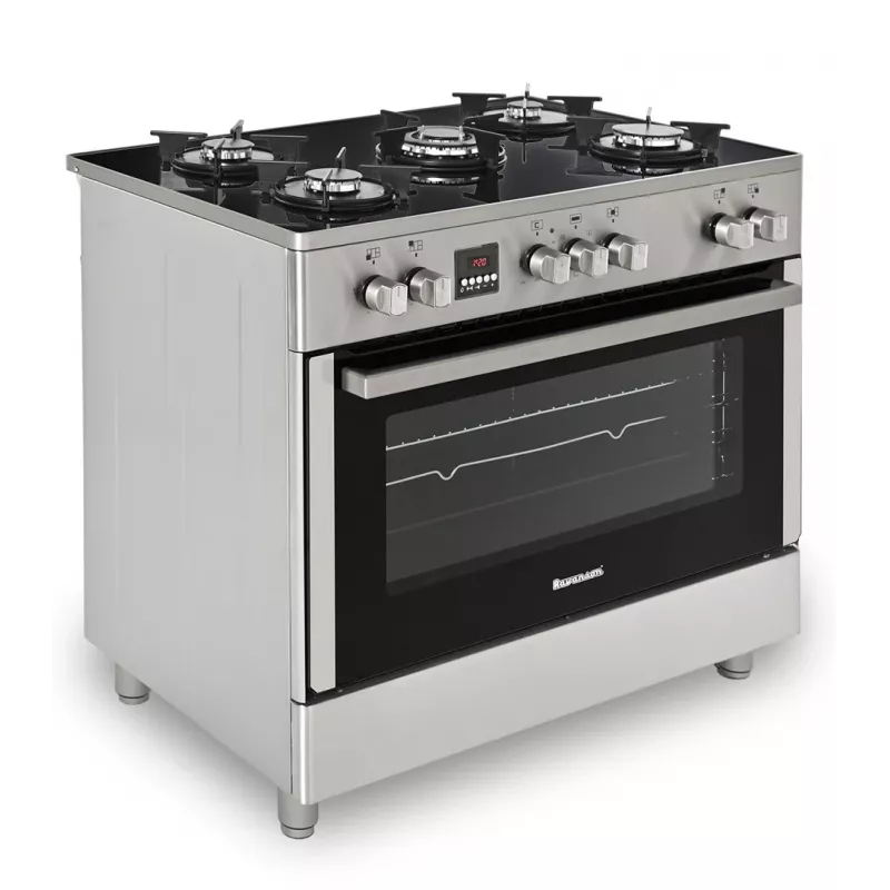 Wolnostojąca kuchenka gazowo-elektryczna Ravanson KWGE-K90, 5 stref gotowania, 90 cm, inox