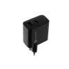 Przewodowa ładowarka do urządzeń mobilnych NATEC NUC-2145, 65 W, USB-C PD 3.0 + QC 3.0, 1x USB-C, 1x USB-A, 110–240 V, czarna