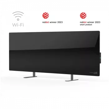 AENO Premium Eco Smart Heater, 700W, Szkło hartowane, Ogrzewanie na podczerwień + konwekcyjne, Wtyczka: typ Europa (E/F), CZARNY