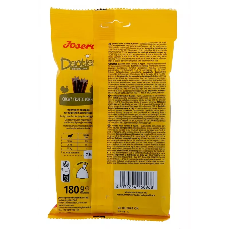 JOSERA Denties Turkey with apple - przysmak dla psa - 180 g