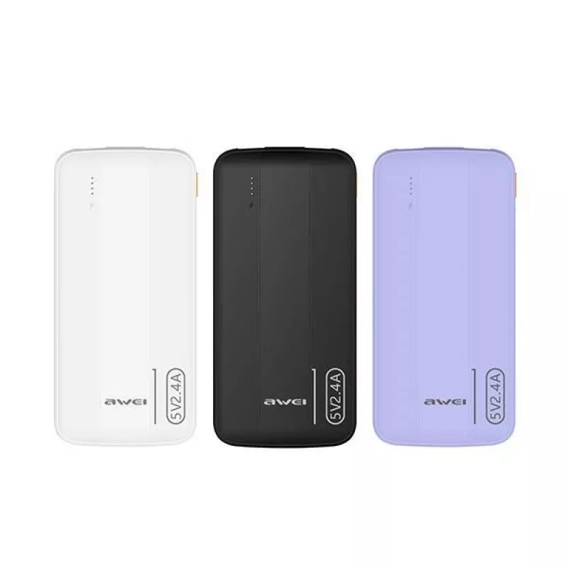 Awei PowerBank P20K 10000mAh Czarny/Czarny (10000mAh), Powerbank, Czarny