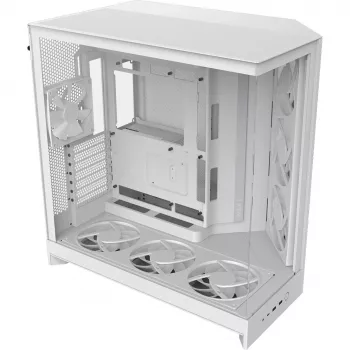 Obudowa PC Midi Tower NZXT H9 Flow RGB+ — Biały, obsługa ATX/EATX/Micro-ITX, szkło hartowane, 3 wentylatory 140 mm z przodu + 1 wentylator 120 mm z tyłu