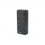 Hub USB NATEC MANTIS USB 2.0 Type-B — 4x porty USB 3.2 Gen 1 Type-A, czarny, kabel 0,8 m, zasilacz sieciowy, wyłącznik zasilania