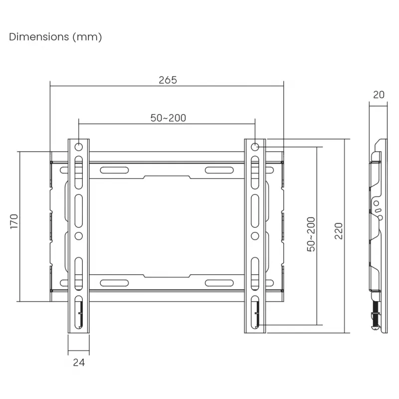 Uchwyt ścienny do telewizora SBOX PLB-2222F-2, 23–43 kg, VESA 200x200