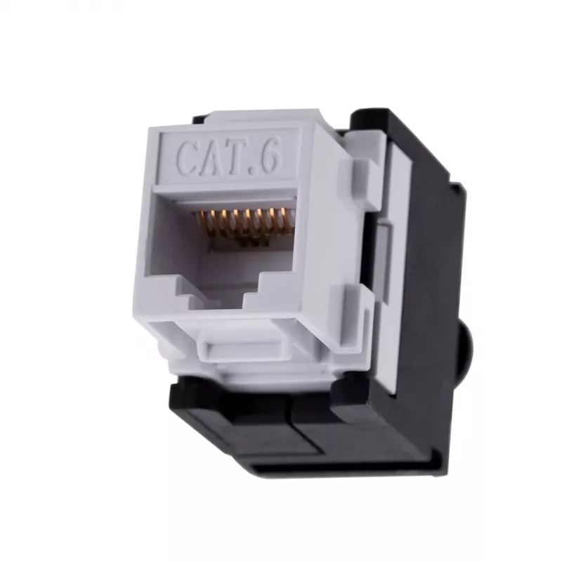 Keystone jack A-LAN MKB-U6-1 — RJ45 U/UTP Cat6, 22/26 AWG, obudowa ABS czarno-biała