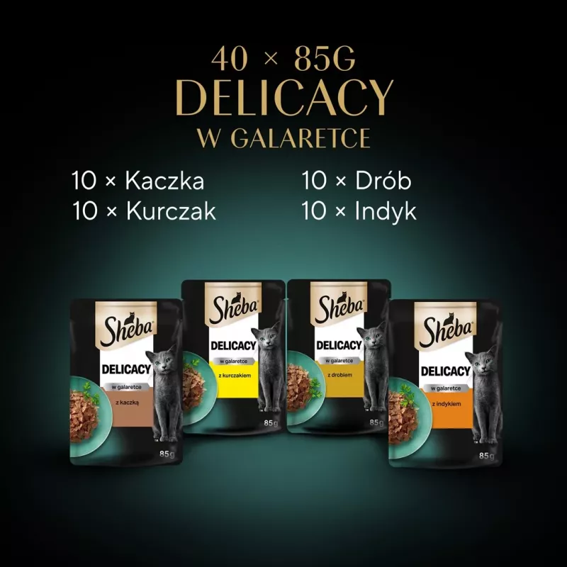SHEBA Delicacy o smaku drobiowym w galaretce - mokra karma dla kotów - 40x85 g