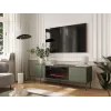 Szafka RTV z kominkiem Cama Meble TRESSE 180x40x54,5 cm — blat zielony mat, płyta wiórowa