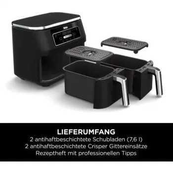 Frytownica Ninja AF200EU Double 7,6 L Wolnostojąca 2400 W Gorące powietrze Czarny