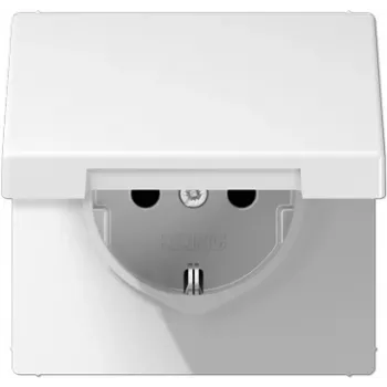 JUNG LS 1520 BFKL WW Gniazdo SCHUKO z uchylną klapką, białe