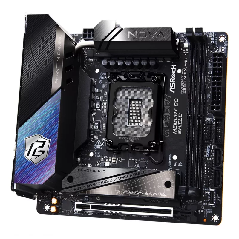 Płyta główna ASRock Phantom Gaming Z890I Nova WiFi — Intel Z890, LGA 1851, mini ITX, DDR5, 2x M.2, Wi‑Fi 6E/7, 5Gb LAN, Thunderbolt