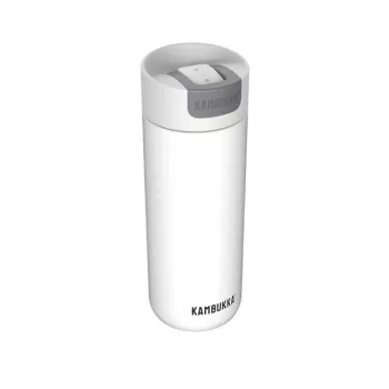 Kubek termiczny Kambukka Olympus 500 ml — stal nierdzewna 18/10, izolacja próżniowa, odporny na rozpryskiwanie, podstawa antypoślizgowa, biały