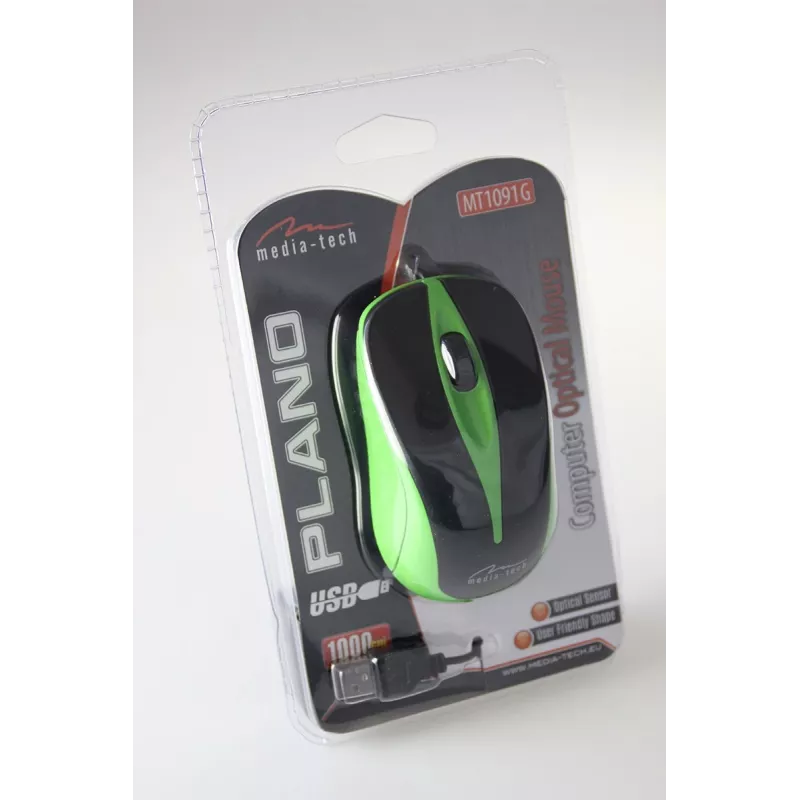 Wiczerwony Optical mysz 800dpi Czarny & green MT1091G