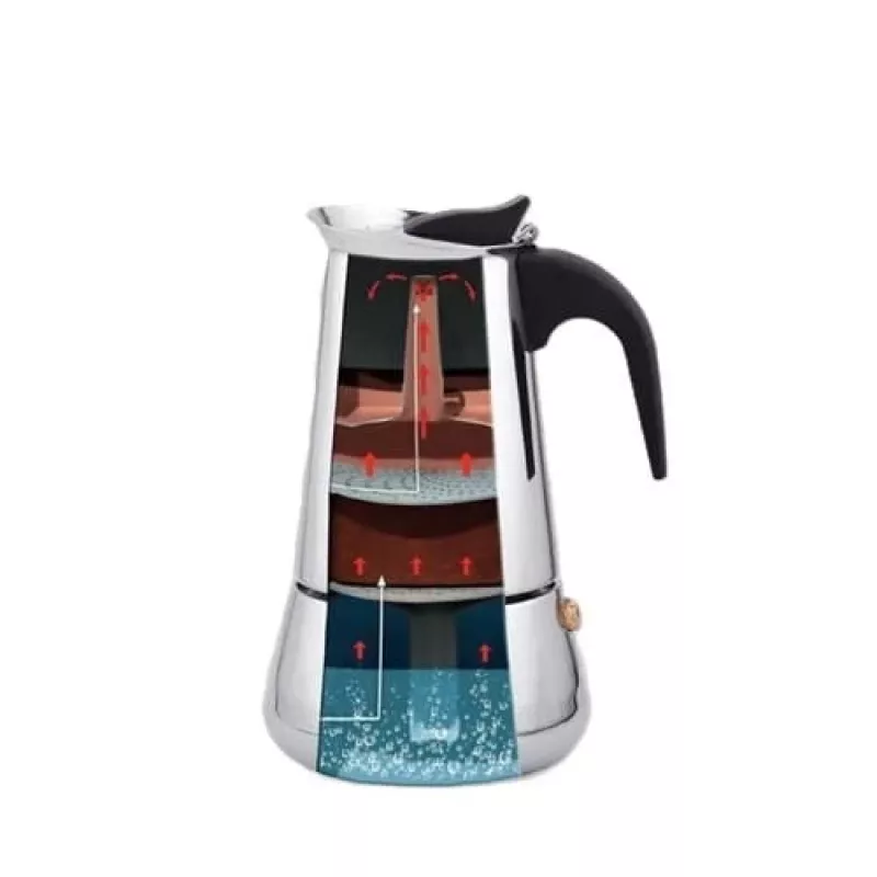 Moka pot Maestro MR-1660-9, stovetop coffee maker for 6 cups, Czarny
