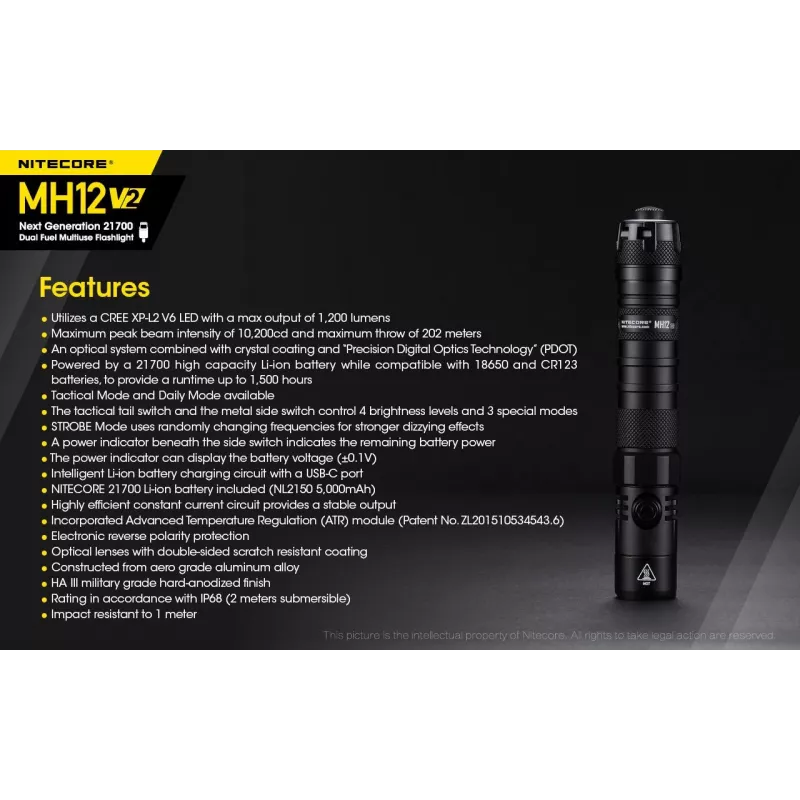 Latarka ręczna Nitecore MH12 V2 Czarna