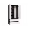 Szafa top e shop MALWA SS-90, 90×180×50 cm, rama antracytowa, białe drzwi uchylne, 2 szuflady, laminat 16 mm