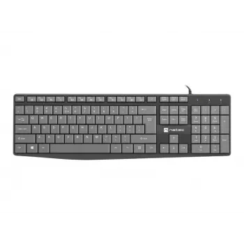 Przewodowa klawiatura pełnowymiarowa NATEC NKL-1507 USB QWERTY US International szaro-czarna, 105 klawiszy, klawiatura numeryczna