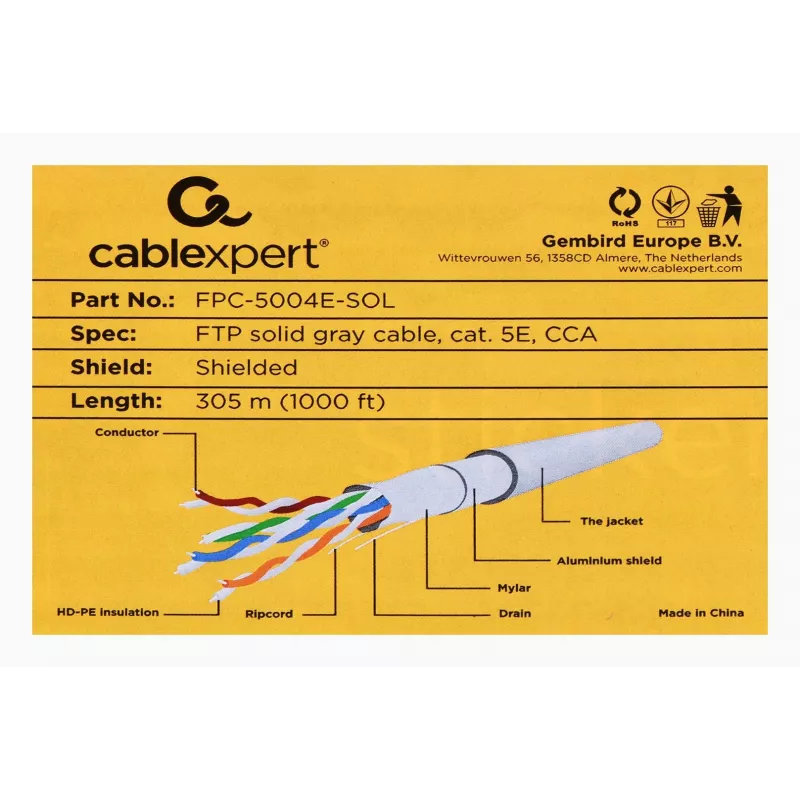 Gembird Cat5e, 305m kabel sieciowy Szary