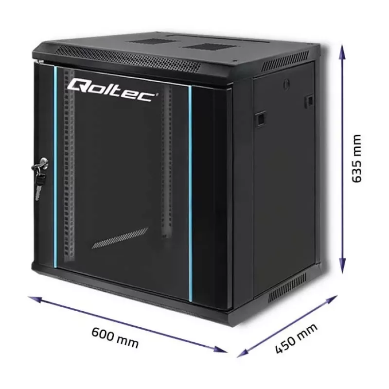 Szafa rack 19 inch QOLTEC 54464 12U 600x635x450 Czarna