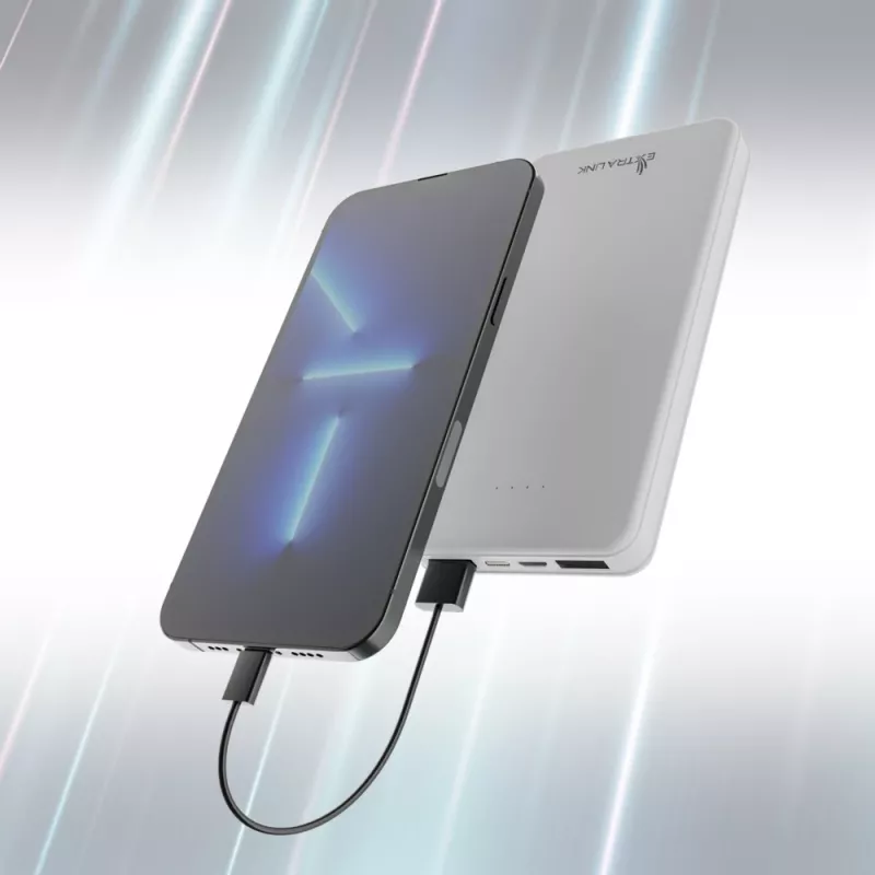 Powerbank Extralink EPB-078W 10000 mAh biały, USB-C, 10 W mocy wyjściowej, ładuje do 2 urządzeń