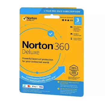 Norton 360 Deluxe | 3 urządzenia | 1 rok | 25 Gb pamięci w chmurze | EU