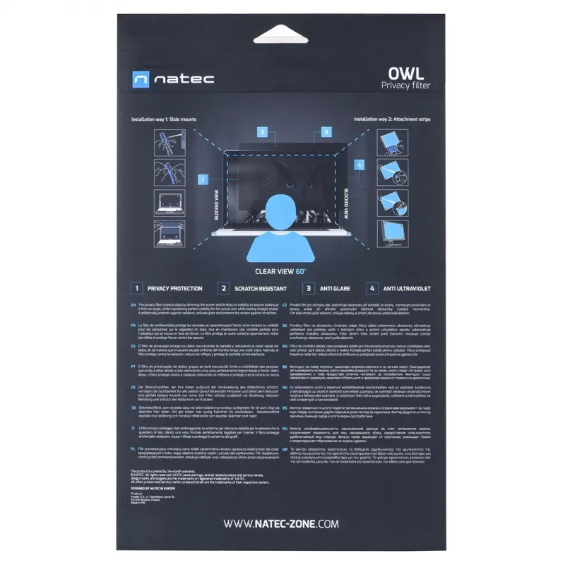 Filtr prywatności do monitora NATEC Owl Frameless 35,6 cm (14 inch)