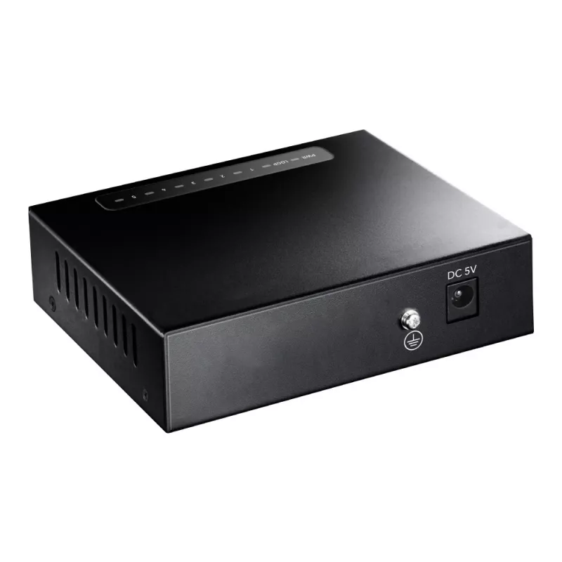 Przełącznik sieciowy Cudy GS105 — 5-portowy Gigabit Ethernet (10/100/1000), czarny, zasilanie 5 V DC w zestawie