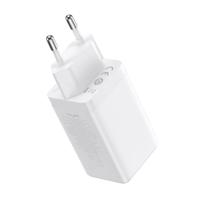 Ładowarka sieciowa Baseus GaN5 Pro 65 W — USB + 2×USB-C (QC3.0, PD3.0) z kablem USB-C 1 m, biała