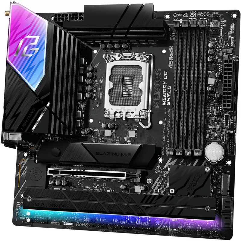 Płyta główna ASRock B860M Lightning WiFi — Intel B860, LGA1851, microATX, DDR5, 4 DIMM, Wi‑Fi 6E, 2.5Gb LAN, Thunderbolt 4