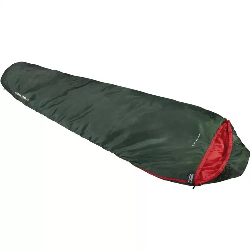 Śpiwór mumia High Peak Lite Pak 1200 poliestrowy zielony, czerwony 23263