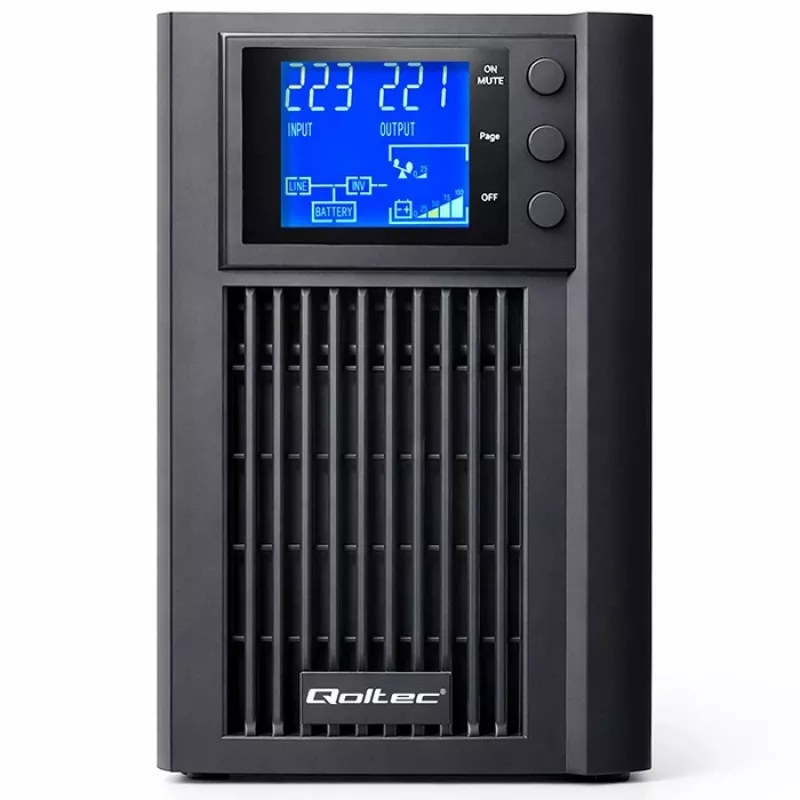 UPS QOLTEC Pure Sine Wave 1kVA 800W z AVR i wyświetlaczem LCD