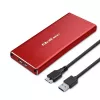 Obudowa SSD QOLTEC 51831 USB 3.0 dla dysków M.2 SATA do 2 TB, czerwona, obsługa długości 30 mm, do 4 dysków