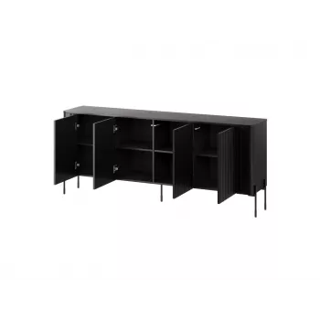 Komoda cama meble VERA 190x40x80 cm, czarny mat, płyta wiórowa, rama 16 mm
