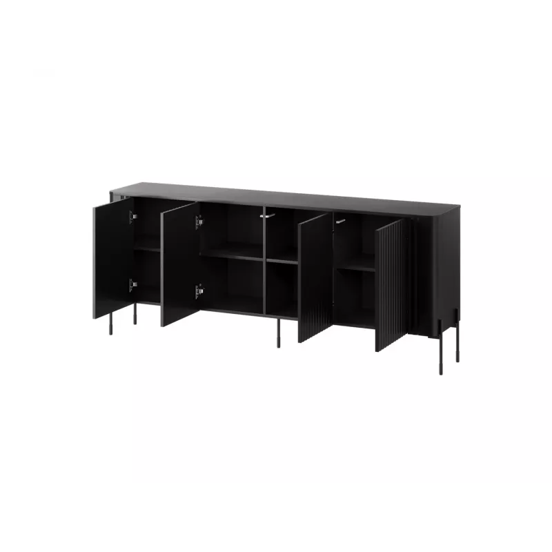 Komoda cama meble VERA 190x40x80 cm, czarny mat, płyta wiórowa, rama 16 mm