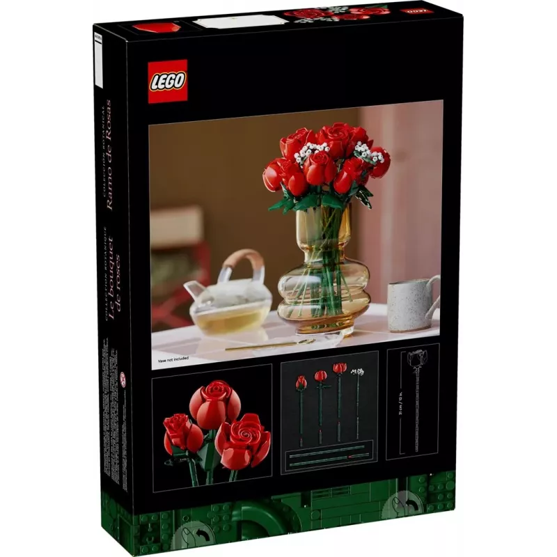 LEGO Icons Bukiet Róż Sztuczne Kwiaty Zestaw dla Dorosłych Kolekcja Botaniczna Dekoracje Domowe Prezent na Walentynki Prezenty dla Kobiet