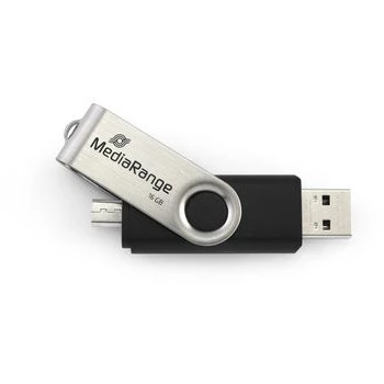 MEDIARANGE MR931-2 - 16 GB - USB Type-A / Micro-USB - 2.0 - 15 MB/s - pierścień obrotowy - Srebrny - Czarny