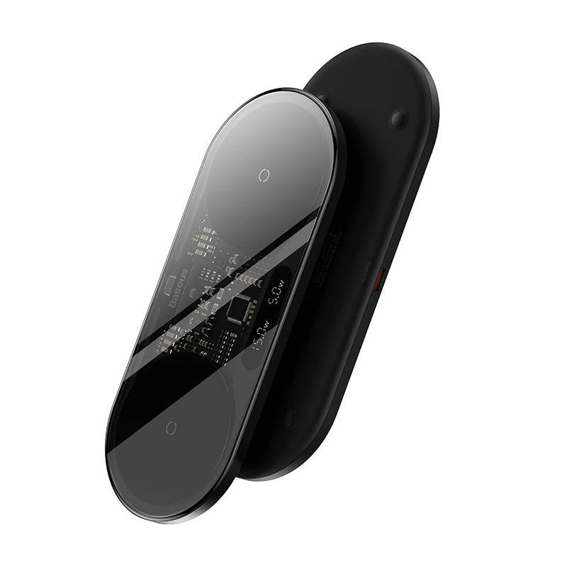 Baseus 2In1 20W Digital Led Display Headphones Czarny Wireless Charging