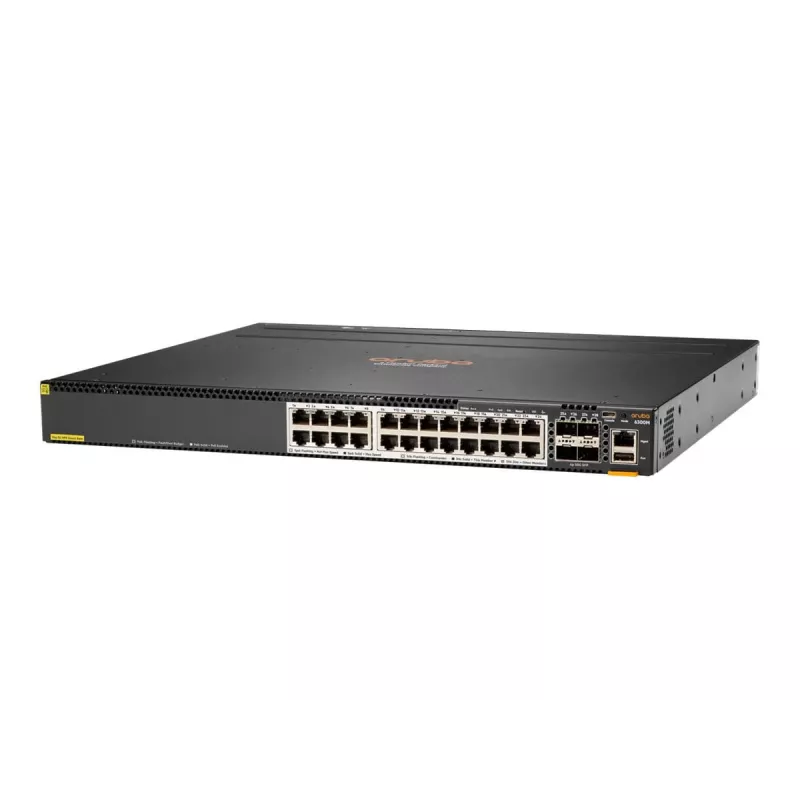 Hewlett Packard Enterprise HPE Aruba 6300M - Switch - L3 - zarządzany - 24 x 1/2,5/5/10GBase-T + 4 x 1 Gigabit / 10 Gigabit / 25 Gigabit / 50 Gigabit SFP56 (Uplink / Stacking) - Front
