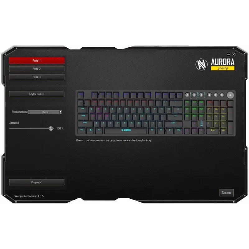 Klawiatura IBOX AURORA K-6 — pełnowymiarowa QWERTY, bezprzewodowa RF + Bluetooth, podświetlenie RGB, mechaniczne niskoprofilowe klawisze, czarna