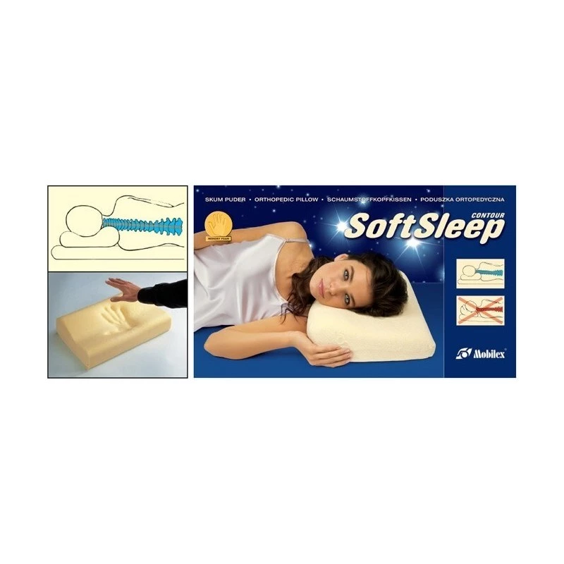 Poduszka ortopedyczna Mobilex SoftSleep L, pianka ergonomiczna, 500×300×120 mm, gęstość 50 kg/m³