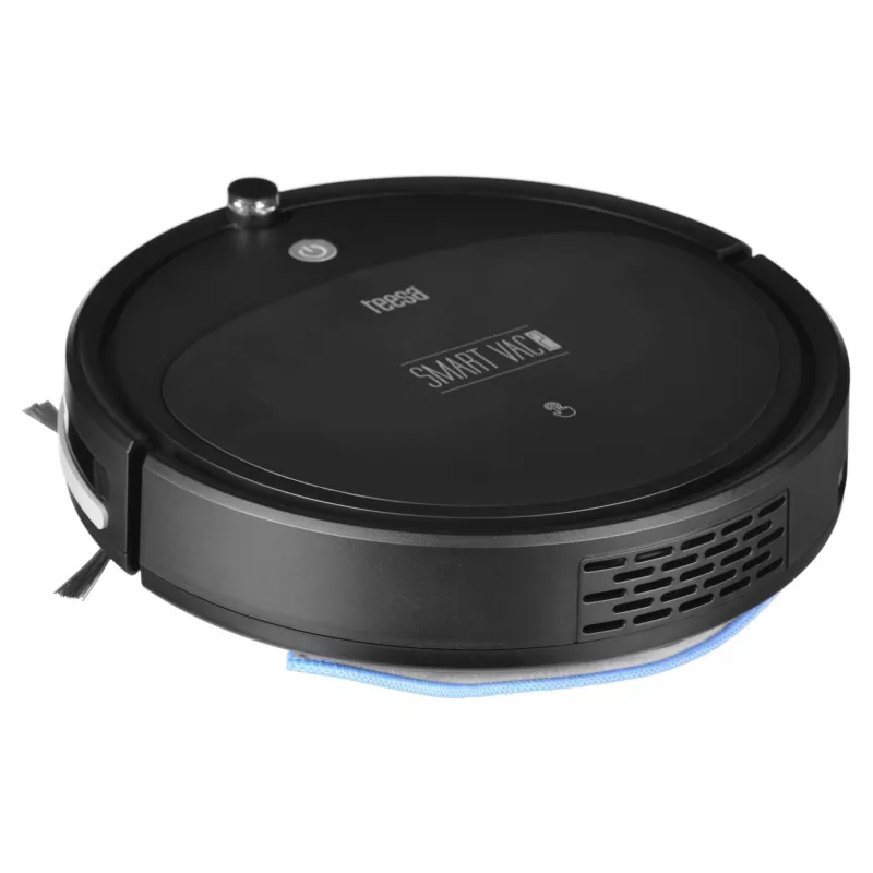 Robot odkurzający TEESA Smart VAC 2 — okrągły, czarny, siła ssania 1000 Pa, bateria litowa 9,6 V/2000 mAh, pojemnik na kurz 0,2 l, Wi‑Fi, automatyczny powrót