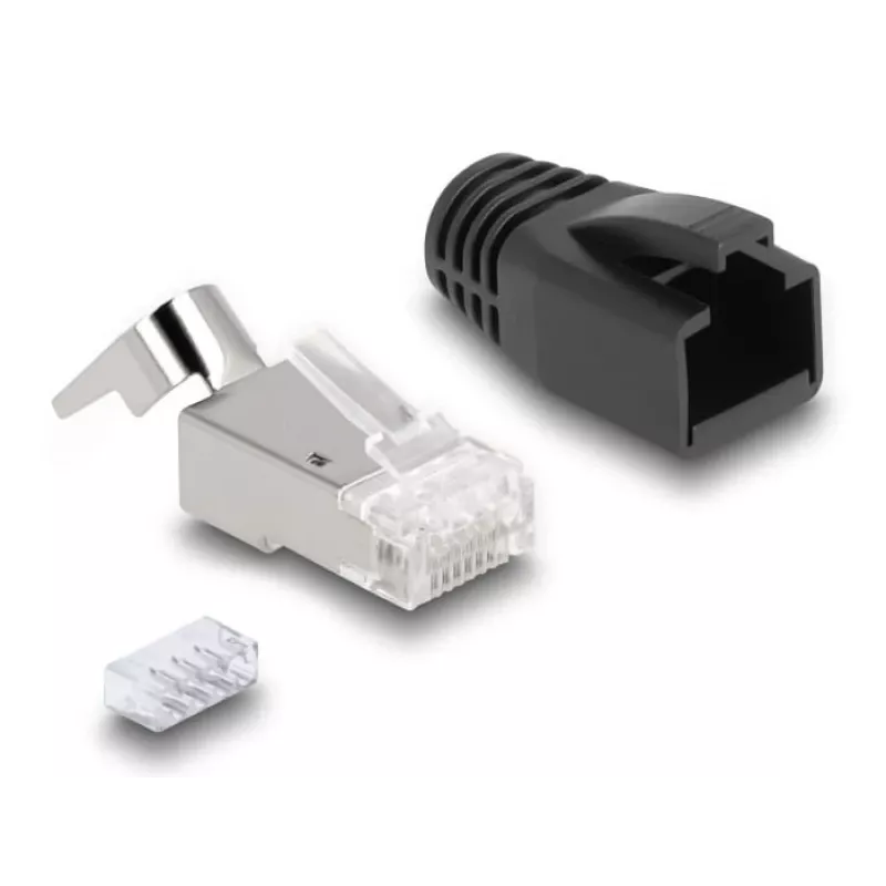 DeLOCK 66903 złącze przewodów RJ-45 Czarny Metaliczny Męski 25 szt.