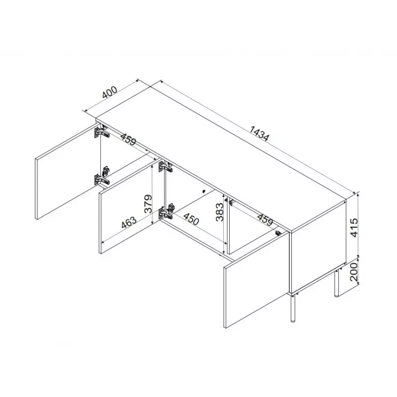 Cama INSERTO 3D szafka TV 143.5x40x61.5 kaszmir + LED