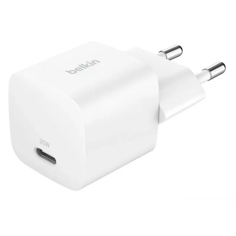 Ładowarka Belkin BoostCharge 25W USB-C PD (wewnętrzna AC) Biała — do przenośnych konsol do gier, smartfonów, tabletów