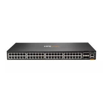 HPE - Aruba Serie - Aruba 6300F - Switch - L3 - zarządzany - 48 x 10/100/1000 + 4 x 1 Gigabit / 10 Gigabit / 25 Gigabit / 50 Gigabit SFP56 (uplink / stacking) przód i bok do tyłu
